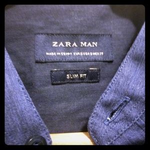 Zara man blue casual button down shirt